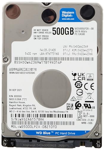 WD Blue WD5000LPZX 500 GB Hard Drive - 2.5' Internal - SATA (SATA/600)