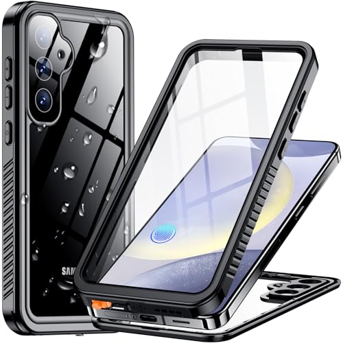Temdan Designed for Samsung Galaxy S24 Case,Waterproof Built-in Lens & Screen Protector [Full Body Shockproof][Military Drop Proof][IP68 Underwater] Phone Case for Galaxy S24 5G-Black (2024)