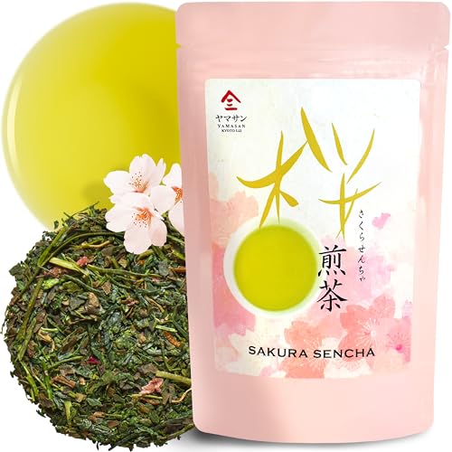 chaganju Sakura floral Green Tea with Sakura petals - Blending 100% SAKURA, Japanese Loose Leaf Green Tea, 2.82oz(80g)