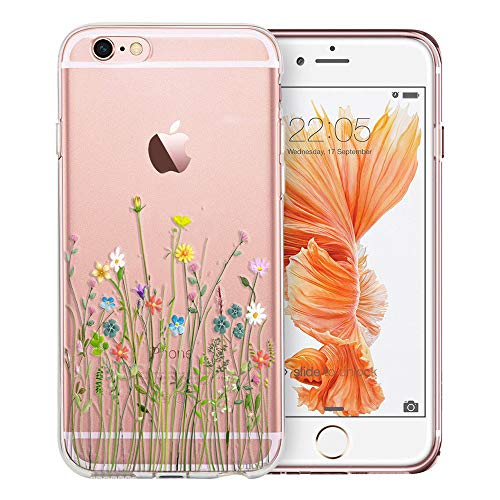 Unov Case Compatible with iPhone 6s Plus iPhone 6 Plus Case Clear with Design Soft TPU Bumper Shock Absorption Slim Embossed Pattern Protective 5.5 inch (Flower Bouquet)