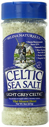 Light Grey Celtic Sea Salt Shaker – Easy to Use, Large Refillable, Reusable Glass Shaker with Additive-Free, Delicious, Gluten-Free, Non-GMO Verified, Kosher and Paleo-Friendly, 8 Ounces