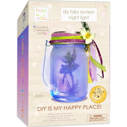 Hapinest DIY Fairy Lantern Night Light Kit - Arts and Crafts Gift for Girls Ages 6 7 8 9 10 Years and Up