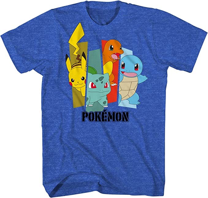 Pokemon Boys Charizard Pikachu Short Sleeve T-Shirt - Pokemon for Little and Big Boys Sizes XS-XXL Blue