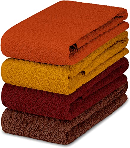 DecorRack 4 Pack Large Kitchen Towels, 100% Cotton, 15 x 25 Inch Absorbent Dish Drying Cloth, Perfect for Kitchen, Hand Towels, Assorted Colors (Set of 4)