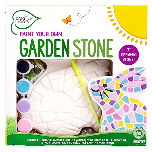 Creative Roots Paint Your Own Bunny Garden Stone, Craft Kits, Stepping Stones Kit for Kids, Ceramics to Paint, Ages 6+