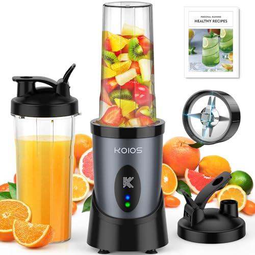 KOIOS 900W Smoothie Blender, Personal Blender for Shakes and Smoothies with 2 No-BPA 22 oz Portable Blender Bottles and To-Go Lids, Single Serve Mixer Blender for Juices Baby Food, Nutritious Recipe