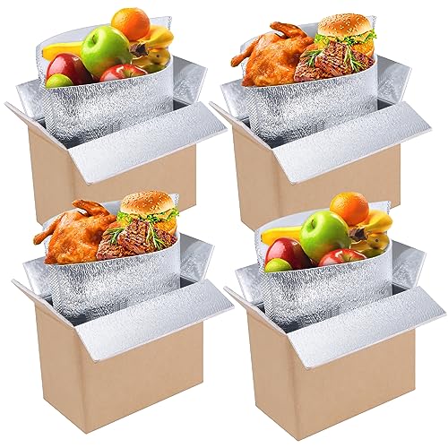 HIMOMO Thermo Chill Insulated Shipping Boxes with Aluminum Foil Liner, Cold Shipping Boxes, Mailing Boxes Carton Box Food Delivery Box Small Styrofoam Cooler Packing Supplies Box (4 Packs,8'x4'x6')