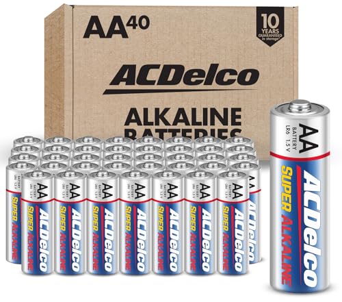 ACDelco 40-Count AA Batteries, Maximum Power Super Alkaline Battery, 10-Year Shelf Life, Reclosable Packaging, Blue