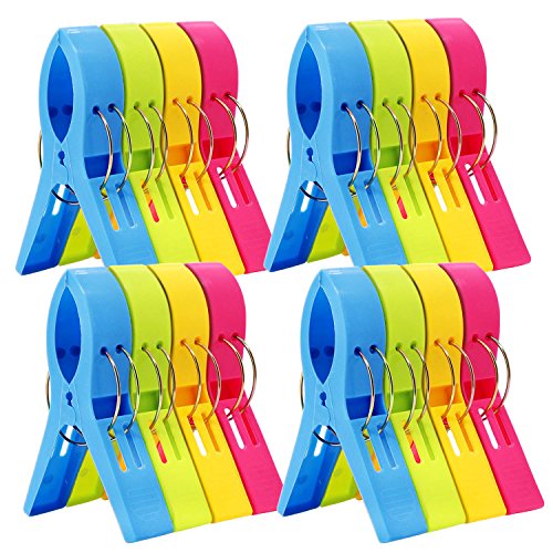 16 Pack Beach Chair Towel Clips-Cruise Essentials, Pool Chair Clips Large Hanging Clip Clamps Beach Towel Holder Clothes Pegs to Keep Your Towel from Blowing Away, Vacation Beach Must Have