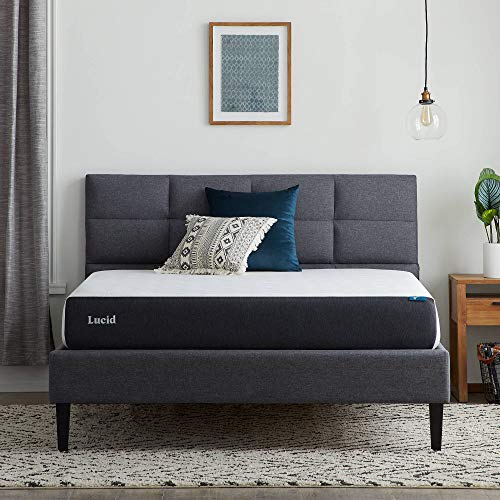 Lucid 8 Inch Queen Mattress - Plush Gel Memory Foam Mattress – Bamboo Charcoal Foam –Gel Infused- Hypoallergenic Foam Mattress White