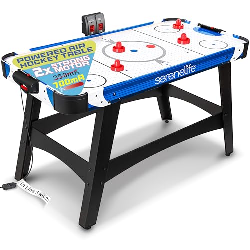SereneLife 58' Air Hockey Game Table with 2X Stronger Motor, Digital LED Scoreboard, Puck Dispenser & Complete Accessories