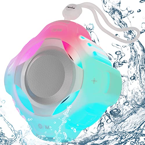 comiso Shower Bluetooth Speaker, Waterproof Bluetooth Speakers IPX7, Floating Portable Wireless Speaker with LED Light, Loud HD Sound and Bass for Travel Beach Shower, Ideal Gifts for Men and Women