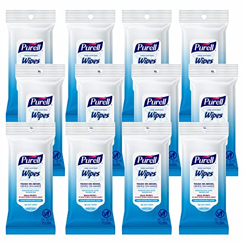 PURELL Hand Sanitizing Wipes, Clean Refreshing Scent, 20 Count Travel Pack (Pack of 12), 9124-12-CMR