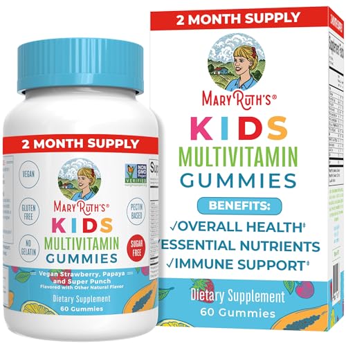 MaryRuth Organics Kids Vitamins Multivitamin | Sugar Free | 2 Month Supply | Kids Multivitamin Gummies | Vitamin D | Vitamin C | Zinc | Vegan | Non-GMO | Gluten Free | 60 Count
