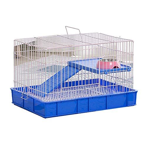 JW-YZWJ Double-Layer Rabbit Cage Household Guinea Pig Pet Cage Anti-Spouting Extra Large Breeding Cage Automatic Manure Removal Warehouse,Blue