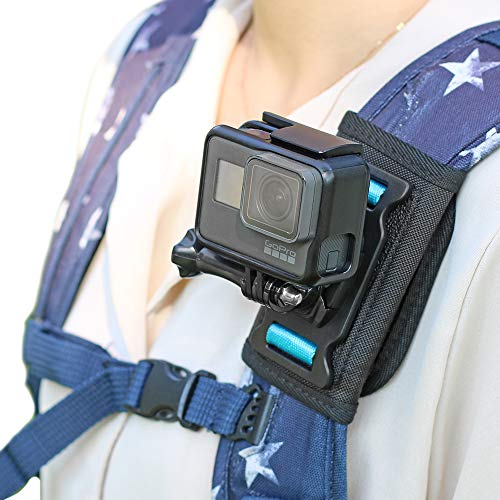 SKEZN Backpack Shoulder Strap Mount Camera with Adjustable Shoulder Pad and 360 Degree Rotating Base Compatible with GoPro Hero 12 Black, Hero 11/9/8, DJI Action 4/3 and More (4.3 * 2.8 * 2.2 in)