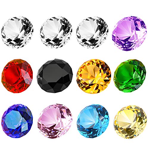 12PC 30mm (1.2 inch) Crystal Diamond Pirate Gems Multicolor Paperweight Jewels Wedding Decorations Christmas Centerpieces for Kids Home Decor