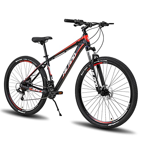 Hiland 29 Inch Mountain Bike for Men, Aluminum Frame, Front and Rear Hydraulic Disc Brakes, Lock-Out Suspension Fork, 16 Speeds, Hardtail Trail MTB Bicycle