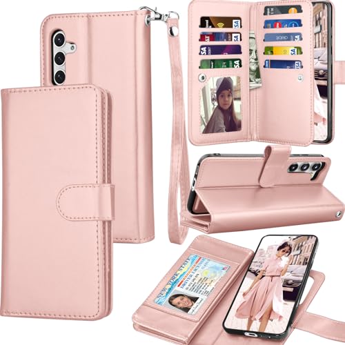 Tekcoo Galaxy S24 Plus Case, Galaxy S24+ Wallet Case, Luxury PU Leather ID Cash Credit Card Slots Holder Carrying Folio Flip Cover [Detachable Magnetic Hard Case] for Samsung S24 Plus 5G [Rose Gold]