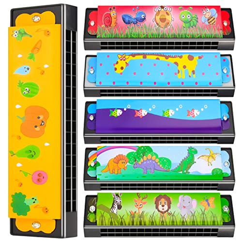 6 Styles Harmonica for Kids, Lightweight Cartoon Harmonica with Double Row of 16 Holes, Harmonica for Toddler, Kids, Adult Beginners' Musical Instrument Toy Gift