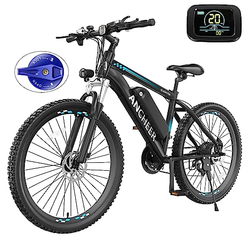 ANCHEER Electric Bike for Adults with 750W Peak Motor, 48V 499Wh Ebike, Up to 55 Miles, 3H Fast Charge, 26'' Gladiator Electric Mountain Bike, LCD Display, 21Speed, 20MPH Adults Electric Bicycle