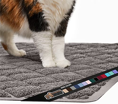 The Original Gorilla Grip 100% Waterproof Cat Litter Box Trapping Mat 35x23, Easy Clean, Textured Backing, Traps Mess for Cleaner Floors, Less Waste, Stays in Place for Cats, Soft on Paws, Gray