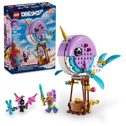 LEGO DREAMZzz Izzie's Narwhal Hot-Air Balloon Deep-Sea Animal Toy, Save Bunchu from a Grimspawn, Transforming Whale Figure for Kids, Bunny Toy for Boys and Girls 7 Years Old and Up, 71472