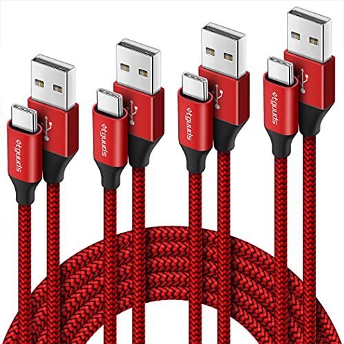 USB C Cable Fast Charging [4-Pack, 1/3/6/10 ft], etguuds Nylon Braided Type C Charger Cord Compatible with Samsung Galaxy S20 S10 S9 S8 Plus S10E, Note 20/10/9/8, A10e A20 A20E A30 A50 A70, Moto G7 G8