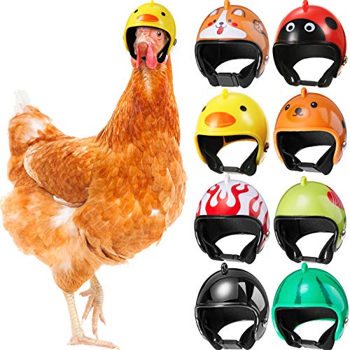 8 Pieces Hens Helmet Chicken Pet Safety Funny Parrot Bird Hat Headwear Small Hard Costumes Accessories for Parakeet (Animal, Heart, Fruit)