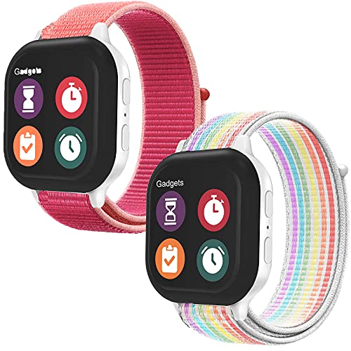 OWKEY 2 Pack Kids Replacement Nylon Bands Compatible With Gizmo Watch 3 2 1/Gabb Watch 2 1/ SyncUP Kids Watch, Hook & Loop Design Easy for Kids to Put On & Off, Breathable & Washable