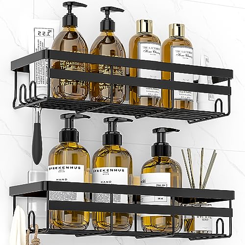 WOWBOX Shower Caddies 2 Pack - Adhesive Hanging Shower Shelf - Bathroom Organizers and Storage, No Drilling Stainless Shower Shelves for Home Decor, Bathroom Accessories