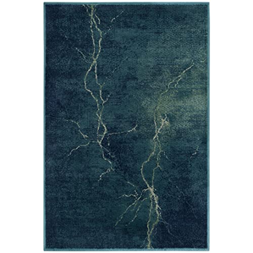 SAFAVIEH Constellation Vintage Collection Accent Rug - 2' x 3', Turquoise & Multi, Modern Abstract Viscose Design, Ideal for High Traffic Areas in Entryway, Living Room, Bedroom (CNV748-2224)