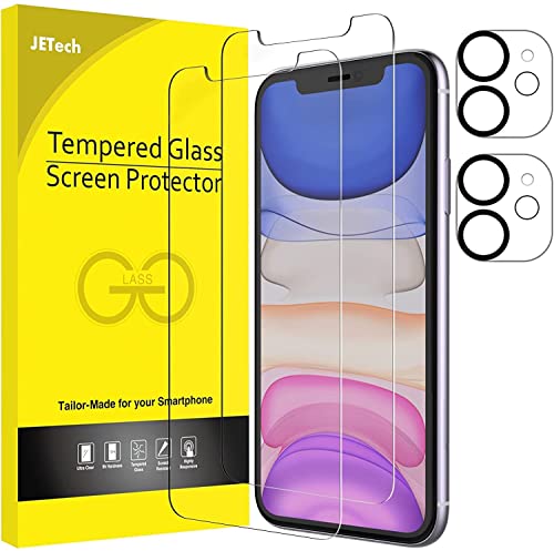 JETech Screen Protector for iPhone 11 6.1-Inch with Camera Lens Protector, Tempered Glass Film, 2-Pack Each