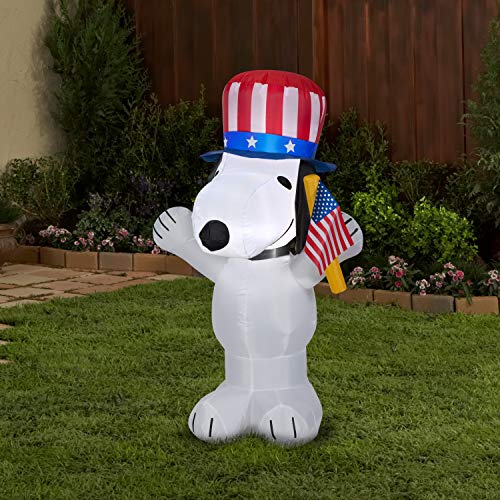 Gemmy Airblown Inflatable Patriotic Snoopy, 3.5 ft Tall, White