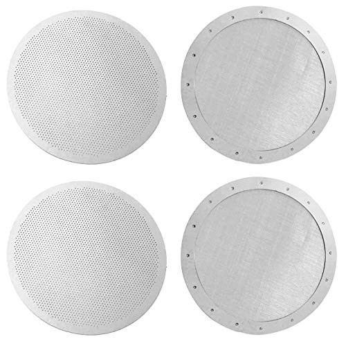 ACKLLR 4 Pack Premium Reusable Coffee Filters Compatible with AeroPress Go coffee press, Old/New Aerobie Coffee Makers, 2 Types Washable Stainless Steel Metal Mesh Fine Micro-Filters, Silver