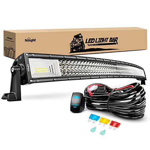 Nilight ZH408 52Inch 783W Curved Triple Row Flood Spot Combo Beam Led Bar 78000LM Driving Lights with 12AWG Heavy Duty 12V 5Pin Rocker Switch Wiring Harness Kit-1 Lead,waterproof