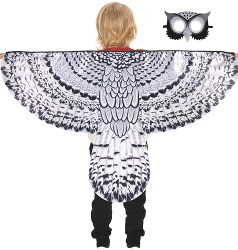 D.Q.Z Bird-Wings-Owl-Costume for Kids with Mask, Dress Up Clothes for Boys Girls Eagle Role Play Hallowen Party (Snowy Owl)