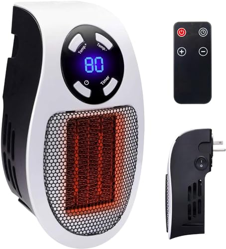 350W&450W Space Heater, Remote Wall Outlet Electric Space Heater as Seen on TV with Adjustable Thermostat and Timer and Led Display, Compact for Office Dorm Room