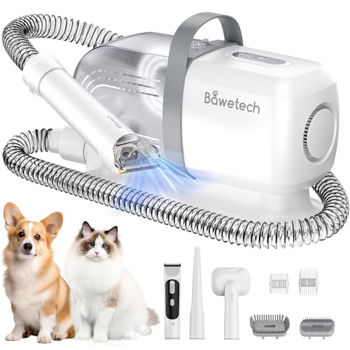 Bawetech Dog Grooming Vacuum, One-Stop Pet Grooming Kit with Dog Clipper and 5 Tools, 113℉ Dryer, Suction 99% Pet Hair, 2L Large Capacity, Low Noise Vacuum Groomer for Dogs Cats and Home Cleaning, B2