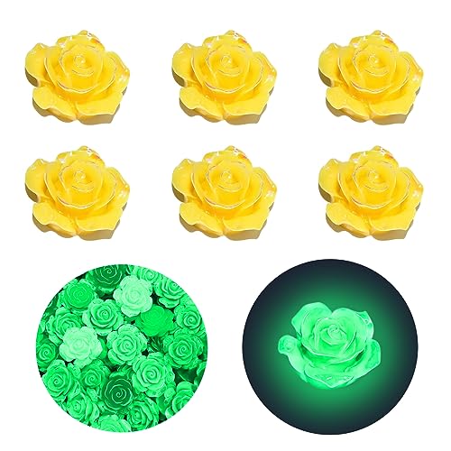 Noctilucent Flower Resin Croc Charms for Girls Cute Flower Shoe Charms for Adults Teens Kids Shoe Decoration Charms with Buttons for Clog Sandals Birthday Party Gift(yellow)