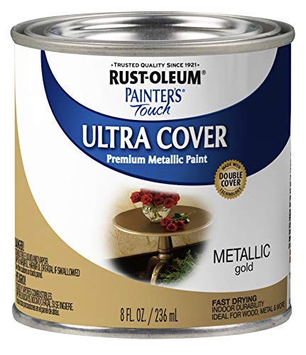 Rust-Oleum 240287 Brush On Paint Painter's Touch Satin, HP, 8 Fl Oz (Pack of 1), Metallic Gold, 11