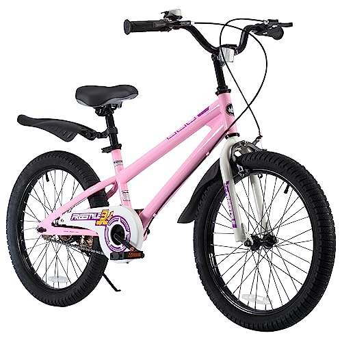 RoyalBaby Freestyle Kids Bike 20 Inch Wheel Bicycle Teens BMX with Dual Hand Brakes Kickstand Boys Girls Ages 6-10 Years, Pink