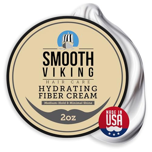 Smooth Viking Hydrating Fiber Cream for Men - Hair Cream for Men, Hair Gel for Men, Mens Hair Products, Mens Hair Paste, Styling Cream Men, Natural Hair Gel for Men - Made in USA, 2oz