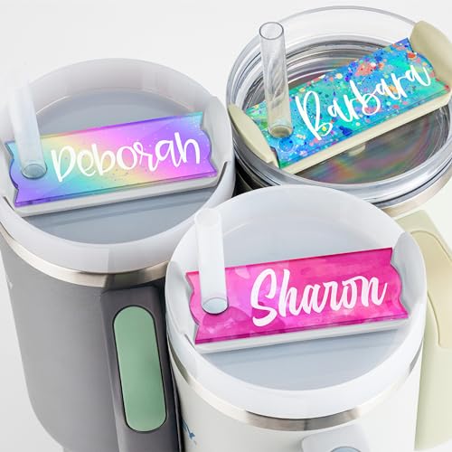 Personalized Stanley Tumbler Name Plates - Colorful - Custom Name Tag for 20 30 40 Oz Tumblers, Tumbler Lid Topper - Ideal Stanley Cup ID Accessories