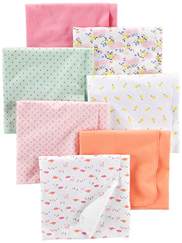 Simple Joys by Carter's Unisex Babies' Muslin burp cloths, Pack of 7, Multicolor/Dinosaur/Dots/Floral/Lemon/Turtle, One Size