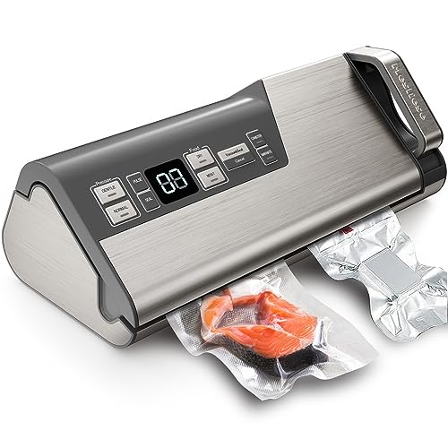 Mesliese Vacuum Sealer Machine, 95kPa 140W Double Seal Powerful Food Storage with Build-in Cutter, ETL Tested, Includes Bag Rolls and Pre-cut Bags