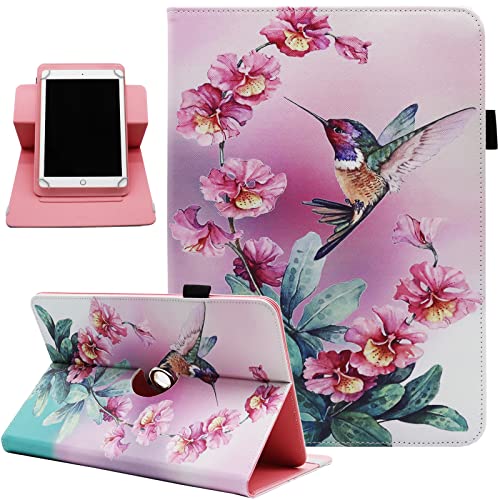Universal 10 10.1 Inch Android Tablet Case, Dluggs PU Leather 360 Degree Rotating Multi-Angle Viewing Stand Case Cover for 10 10.1 and All 9.5-10.5 Inch Tablet, Bird