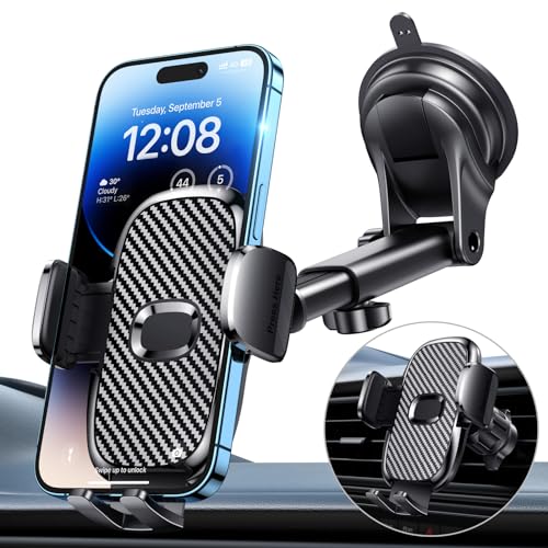 Car Phone Holder[Military-Grade 360°Suction Cup]Phone Holders for Your Car Universal Accessories Air Vent Dashboard Windshield Phone Mount Automotive Cradles Fit for iPhone Android Smartphone
