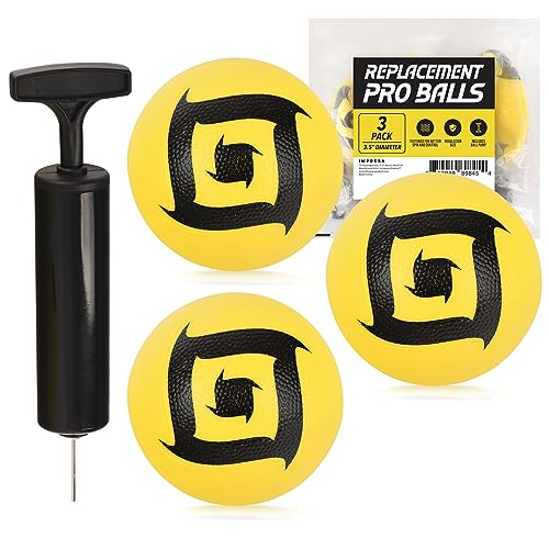 IMPRESA [3 PK] ProBall Set for Spike Ball Replacement Balls, Regulation Balls for SpikeBall Pro Set, Balls & Pump for Spike Ball Outdoor Game, Replacement for Spike Balls