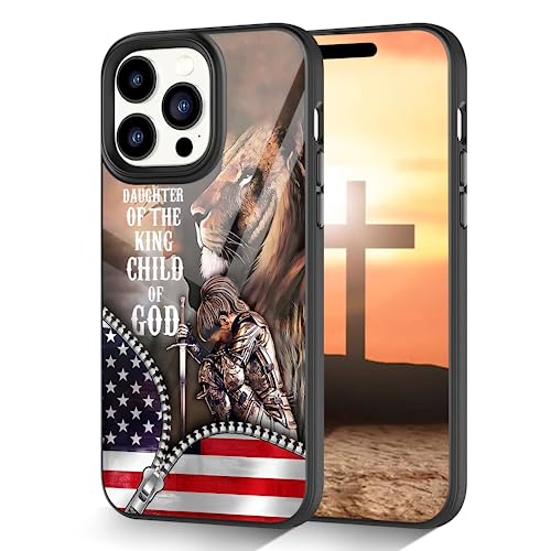 America Flag Christian Jesus Warrior Woman Judah Lion Daughter of God Phone Cover Compatible with Samsung S23 S22 S21 S20 FE A14 A54 A03S A53 A13 for iPhone 15 14 13 12 11 Pro Max Mini XR 8